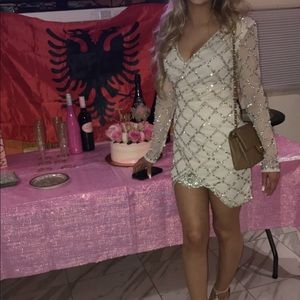 Silver lattice Embellished Wrap Mini